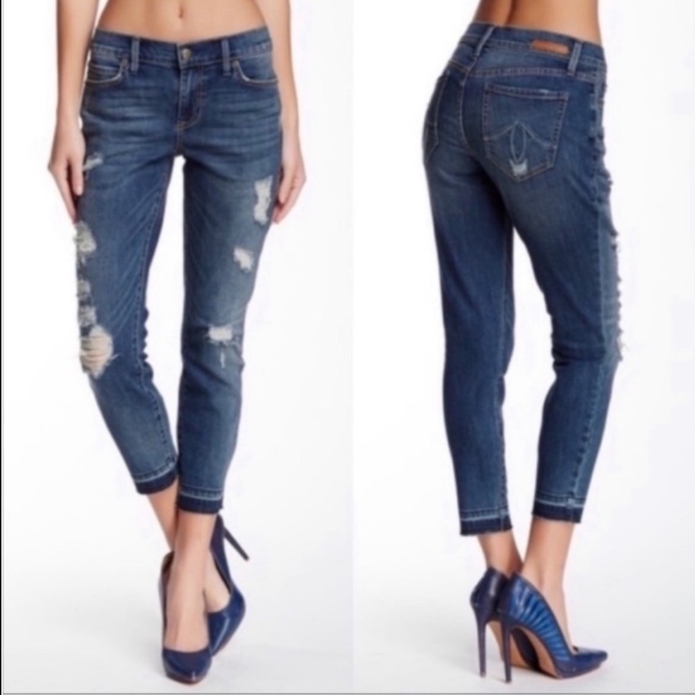 Level 99 Aubrey Blue Jeans Ankle Distressed Stretchy Denim 25/0